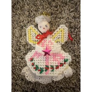 Vintage Crochet Angel Ornament With Bell Fabric Head Japan Christmas Decor